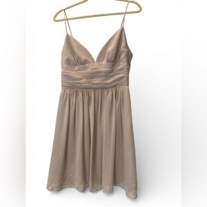 David's Bridal Champagne Mini Dress